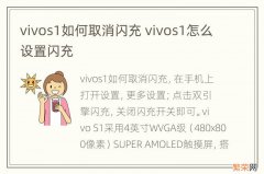 vivos1如何取消闪充 vivos1怎么设置闪充