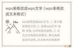 wps表格改成文本格式 wps表格改成wps文字
