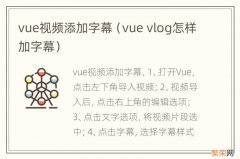 vue vlog怎样加字幕 vue视频添加字幕