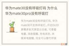 华为mate30没有呼吸灯吗 为什么华为mate30pro没有呼吸灯