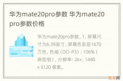 华为mate20pro参数 华为mate20pro参数价格