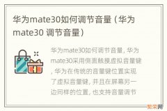 华为mate30 调节音量 华为mate30如何调节音量