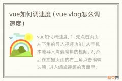 vue vlog怎么调速度 vue如何调速度