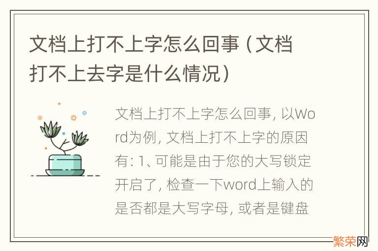 文档打不上去字是什么情况 文档上打不上字怎么回事