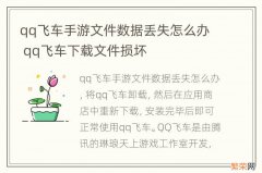 qq飞车手游文件数据丢失怎么办 qq飞车下载文件损坏