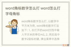 word角标数字怎么打 word怎么打字母角标