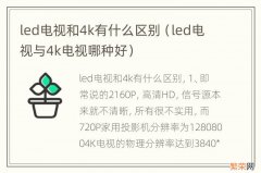 led电视与4k电视哪种好 led电视和4k有什么区别