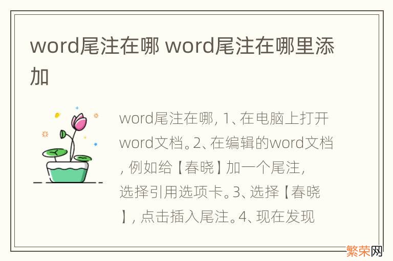 word尾注在哪 word尾注在哪里添加