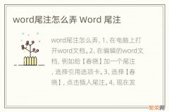 word尾注怎么弄 Word 尾注