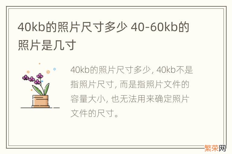 40kb的照片尺寸多少 40-60kb的照片是几寸