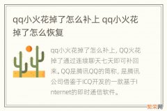 qq小火花掉了怎么补上 qq小火花掉了怎么恢复