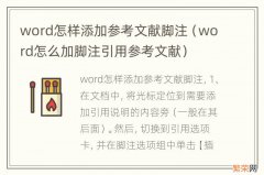 word怎么加脚注引用参考文献 word怎样添加参考文献脚注