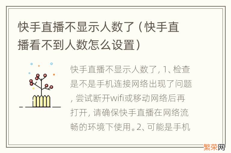 快手直播看不到人数怎么设置 快手直播不显示人数了