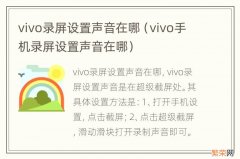 vivo手机录屏设置声音在哪 vivo录屏设置声音在哪