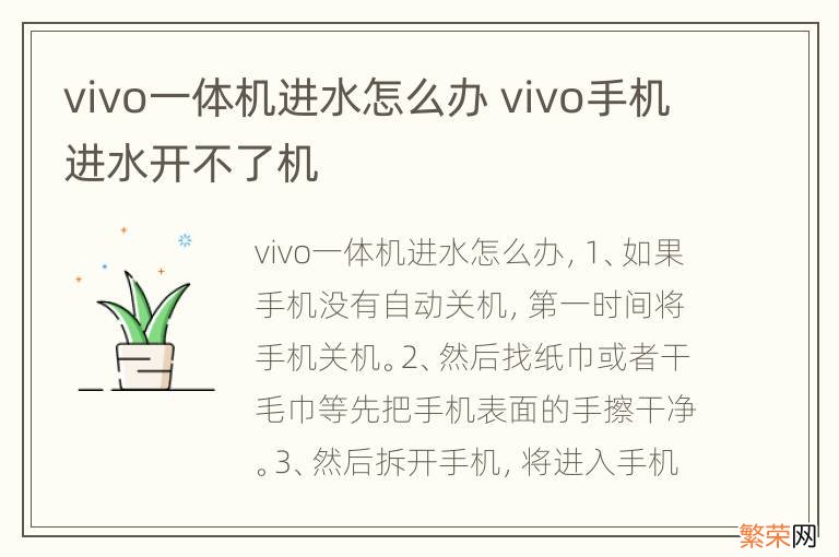 vivo一体机进水怎么办 vivo手机进水开不了机