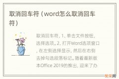 word怎么取消回车符 取消回车符