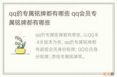 qq的专属铭牌都有哪些 qq会员专属铭牌都有哪些