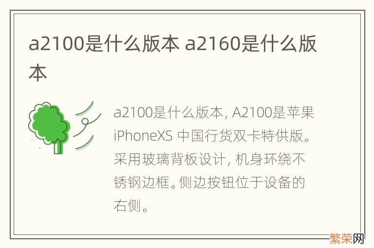 a2100是什么版本 a2160是什么版本