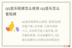 qq音乐铭牌怎么使用 qq音乐怎么看铭牌