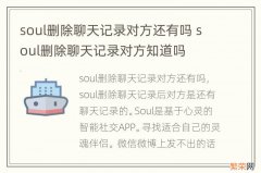 soul删除聊天记录对方还有吗 soul删除聊天记录对方知道吗