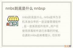 nnbs到底是什么 nnbsp