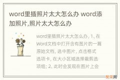 word里插照片太大怎么办 word添加照片,照片太大怎么办