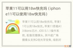 iphone11可以使用18w快充吗 苹果11可以用18w快充吗
