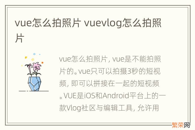 vue怎么拍照片 vuevlog怎么拍照片