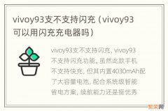 vivoy93可以用闪充充电器吗 vivoy93支不支持闪充