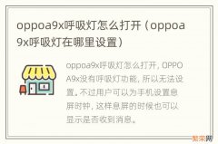 oppoa9x呼吸灯在哪里设置 oppoa9x呼吸灯怎么打开