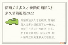 陌陌关注多久才能视频 陌陌关注多久才能视频2022