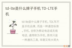 td-lte是什么牌子手机 TD-LTE手机