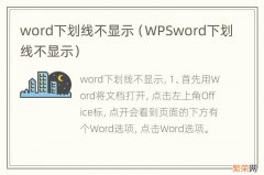 WPSword下划线不显示 word下划线不显示