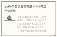 小米6手势设置在哪里 小米6开启手势操作