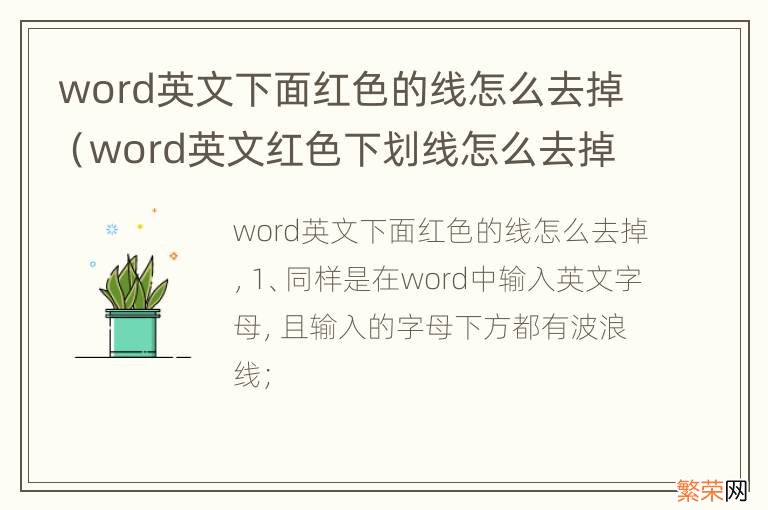 word英文红色下划线怎么去掉 word英文下面红色的线怎么去掉