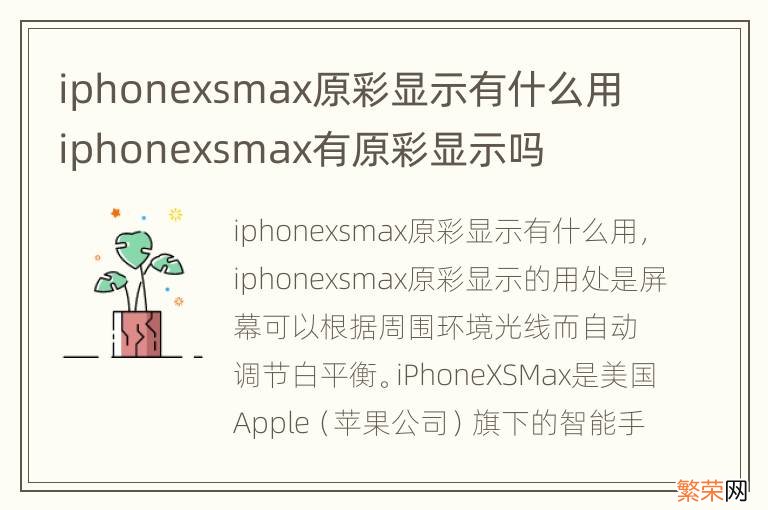 iphonexsmax原彩显示有什么用 iphonexsmax有原彩显示吗