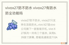 vivox27防不防水 vivox27有防水防尘功能吗