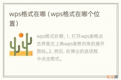 wps格式在哪个位置 wps格式在哪