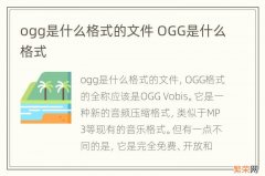 ogg是什么格式的文件 OGG是什么格式