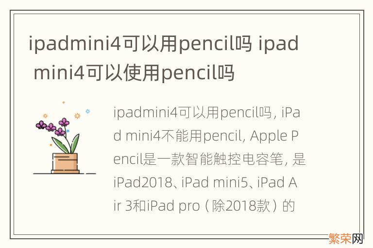 ipadmini4可以用pencil吗 ipad mini4可以使用pencil吗