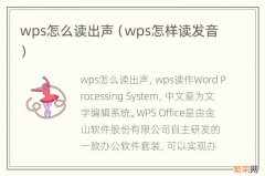 wps怎样读发音 wps怎么读出声