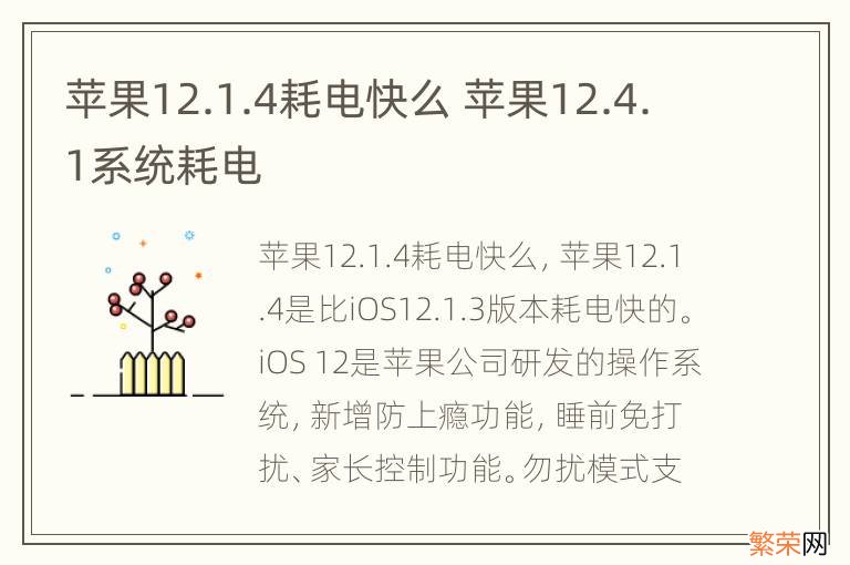 苹果12.1.4耗电快么 苹果12.4.1系统耗电