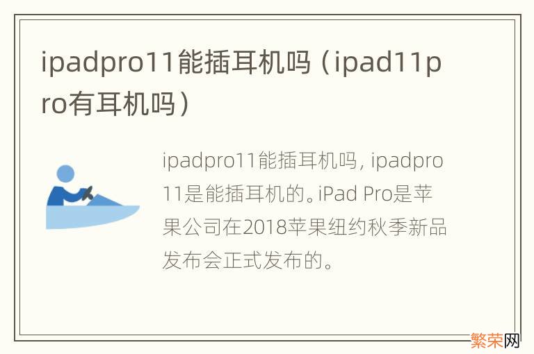 ipad11pro有耳机吗 ipadpro11能插耳机吗