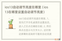 ios13在哪里设置自动调节亮度 ios13自动调节亮度在哪里