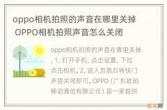 oppo相机拍照的声音在哪里关掉 OPPO相机拍照声音怎么关闭