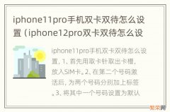 iphone12pro双卡双待怎么设置 iphone11pro手机双卡双待怎么设置