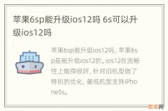 苹果6sp能升级ios12吗 6s可以升级ios12吗