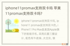 iphone11promax支持双卡吗 苹果11promax支持双卡吗?