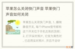 苹果怎么关闭快门声音 苹果快门声音如何关闭