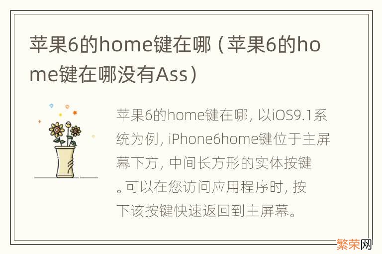 苹果6的home键在哪没有Ass 苹果6的home键在哪